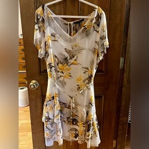 White House Black Market Ecru Paradise floral dress ~ Sz XL ~ NWT